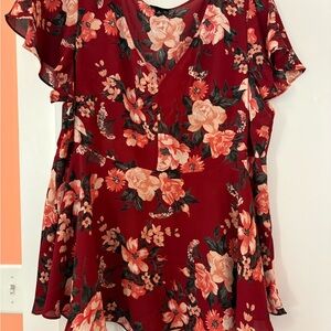 Torrid Red Floral Blouse